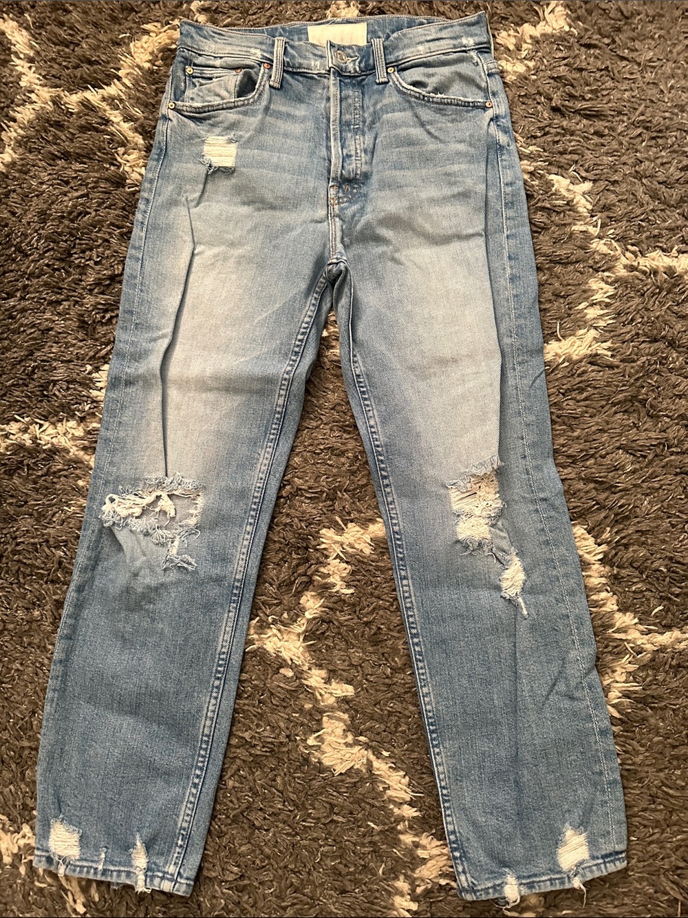 MOTHER Light Blue Distressed Boyfriend Jeans
